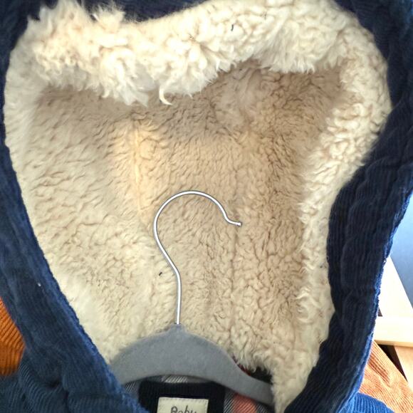Baby Boden Boys Corduroy Plaid Hooded Jacket Coat In Navy Size 6-12 Months - Picture 8 of 10